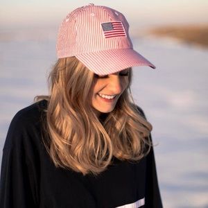 INFINITY HER Ladies Seersucker style, adjustable baseball cap OSFM